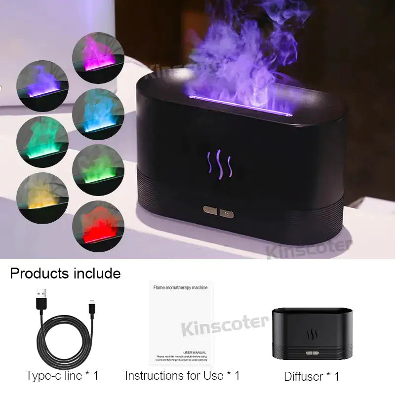 Aroma Diffuser Air Humidifier Ultrasonic Essential Oil Flame Lamp