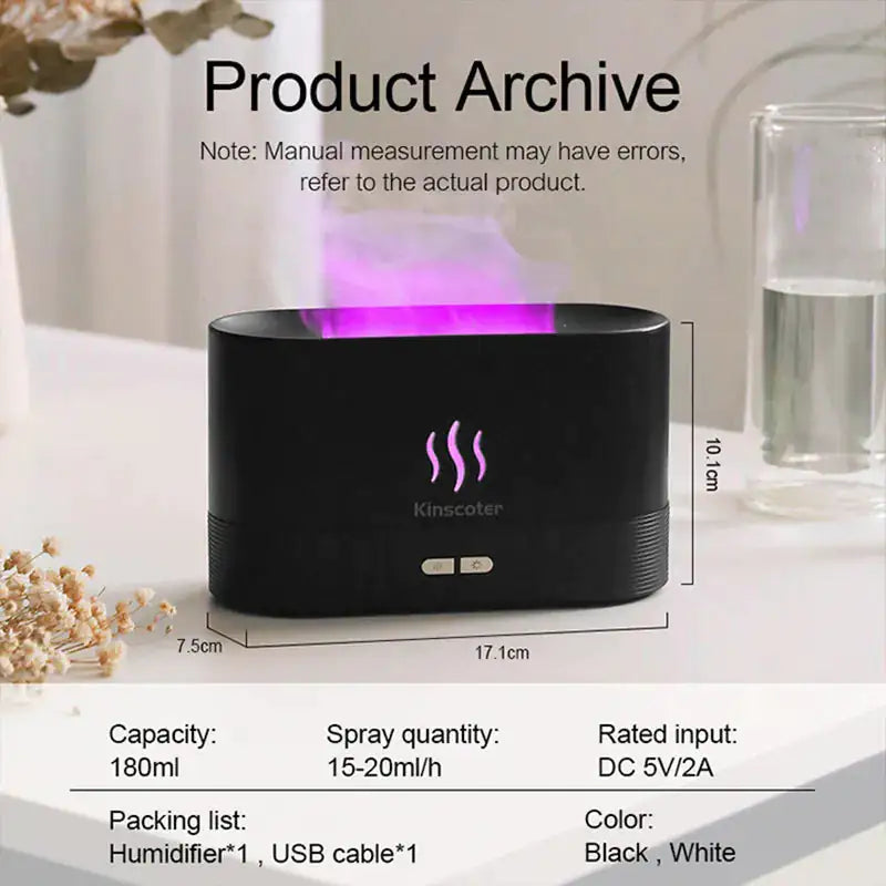 Aroma Diffuser Air Humidifier Ultrasonic Essential Oil Flame Lamp